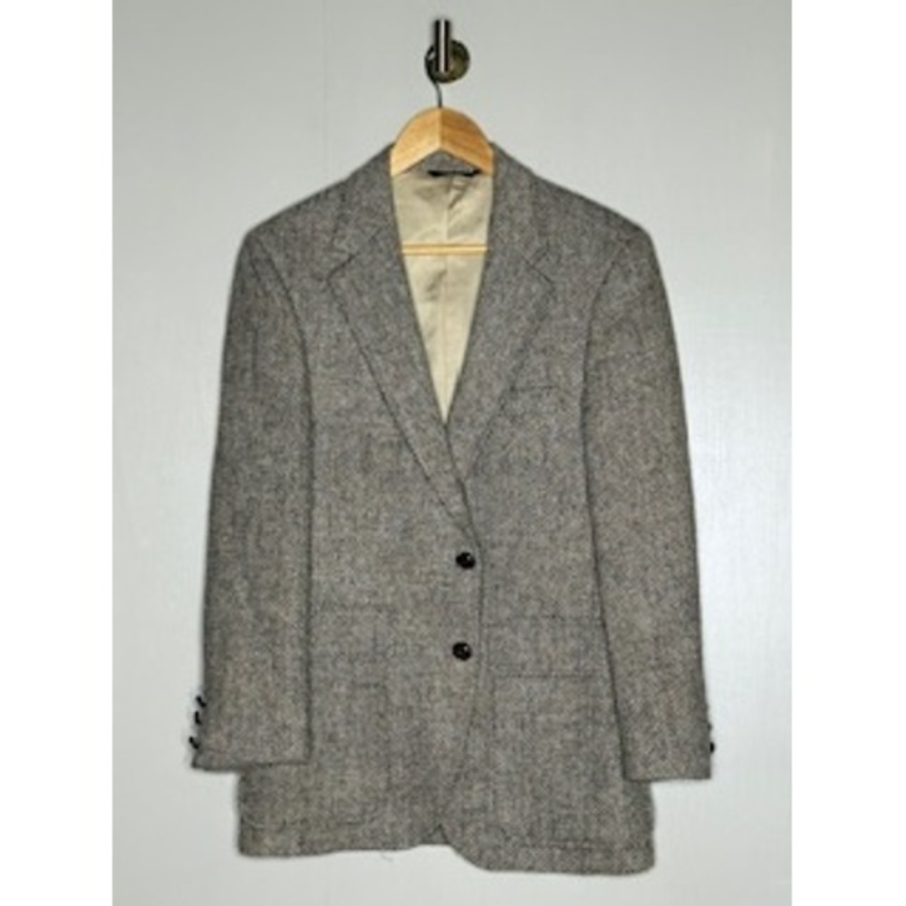 Wallachs Harris Tweed Tan Herringbone Wool Blazer Sport Coat Mens 39R